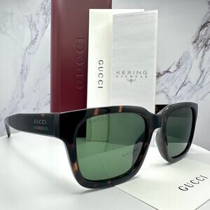 New GUCCI Sunglasses Brown Gold Red Green Web 55-20-145 mm Mens Square Gucci